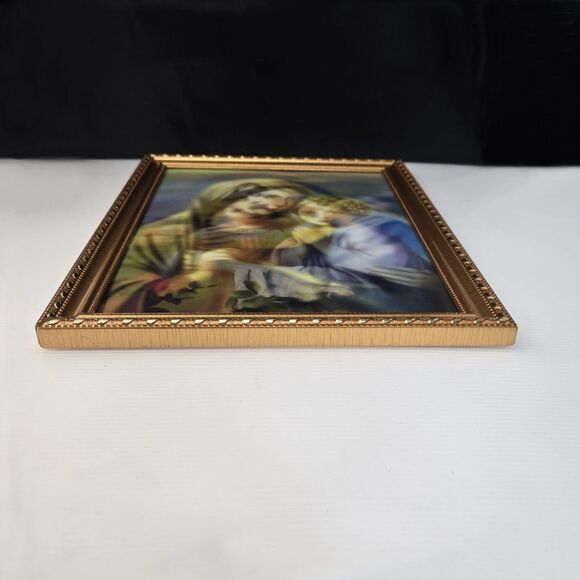 Vintage Madonna And Child Lenticular Print Jesus And Mary 3D Framed 15"  x 12" - Picture 12 of 12